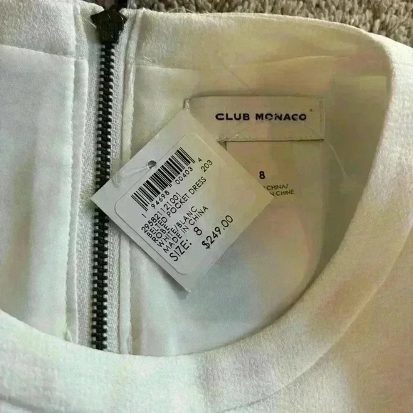 Club Monaco White Belted Pocket Dress Size 8 New With Tags - Picture 7 of 12